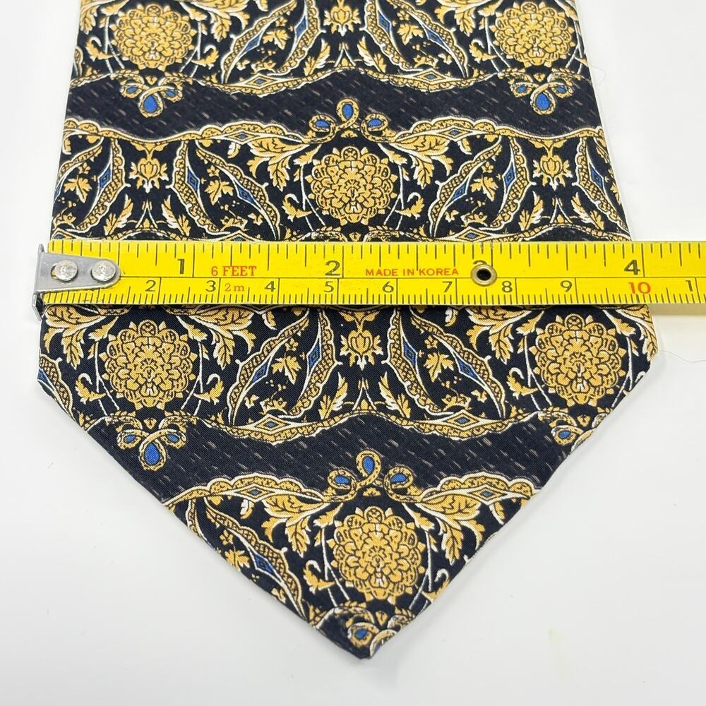 Vintage The Metropolitan Museum Of Art 1990s Silk Tie 56" x 4" Black Gold Floral - Picture 7 of 7